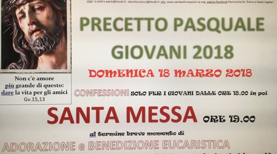 18.3.2018 OMELIA PRECETTO PASQUALE GIOVANI